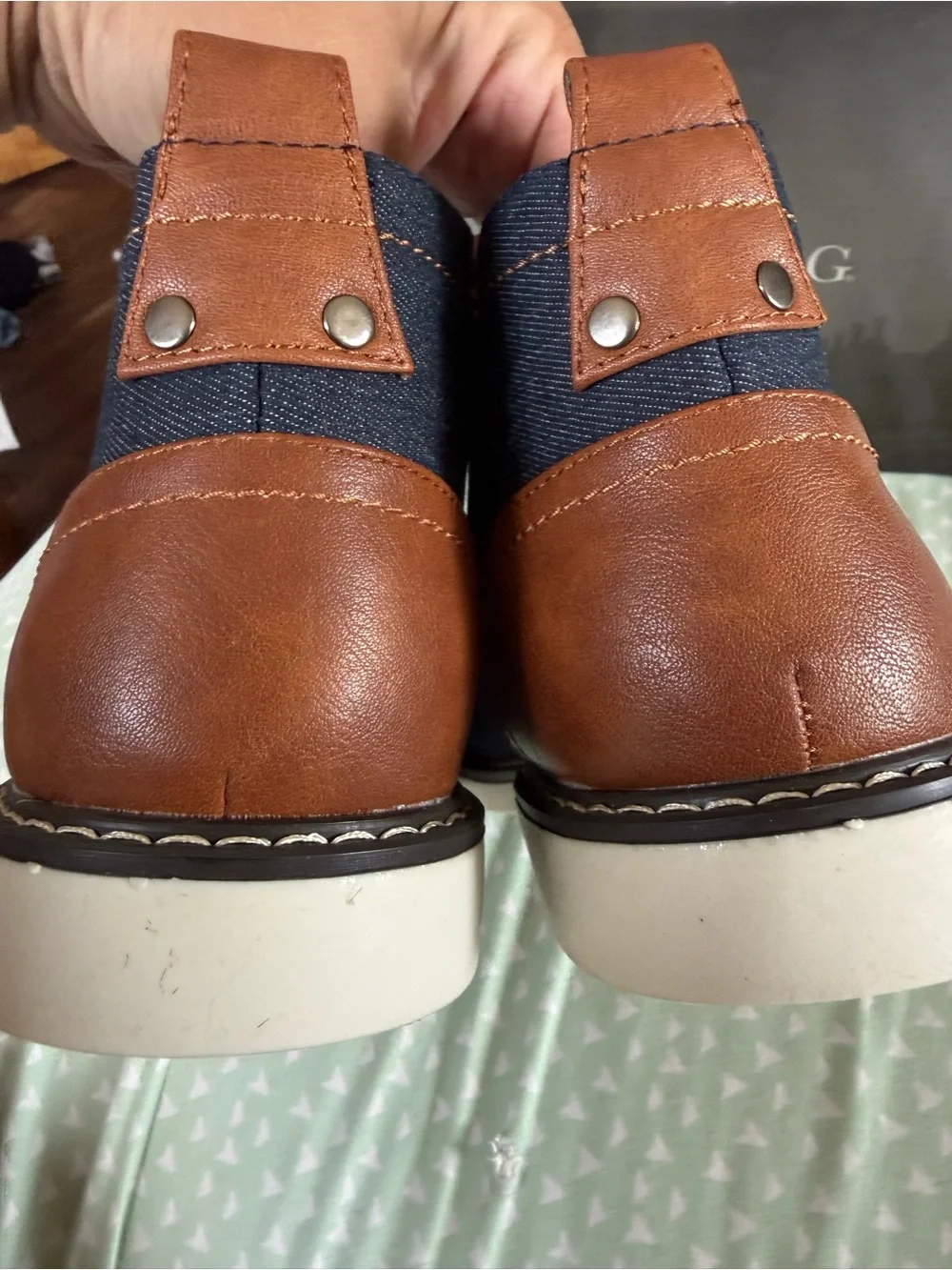 London Fog Navy Canvas Chukka Boots with Tan Laces